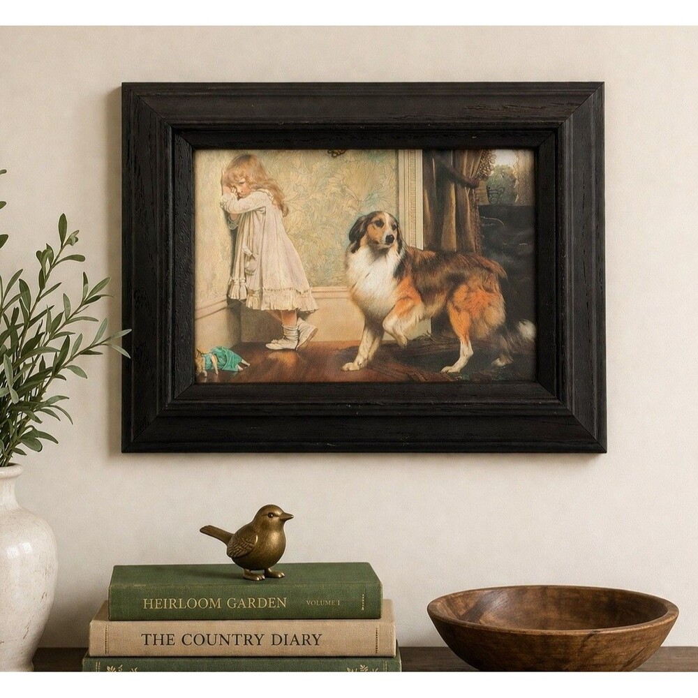 A Special Pleader Framed Print Charles Burton Barber Girl Collie Wall Art